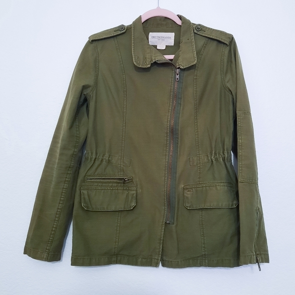 Obey Propaganda Army Green Military Jacket XS